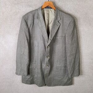 Nick Hilton Jacket Mens 48L Brown Silk Wool Blend Tweed Blazer 3 Button Coat